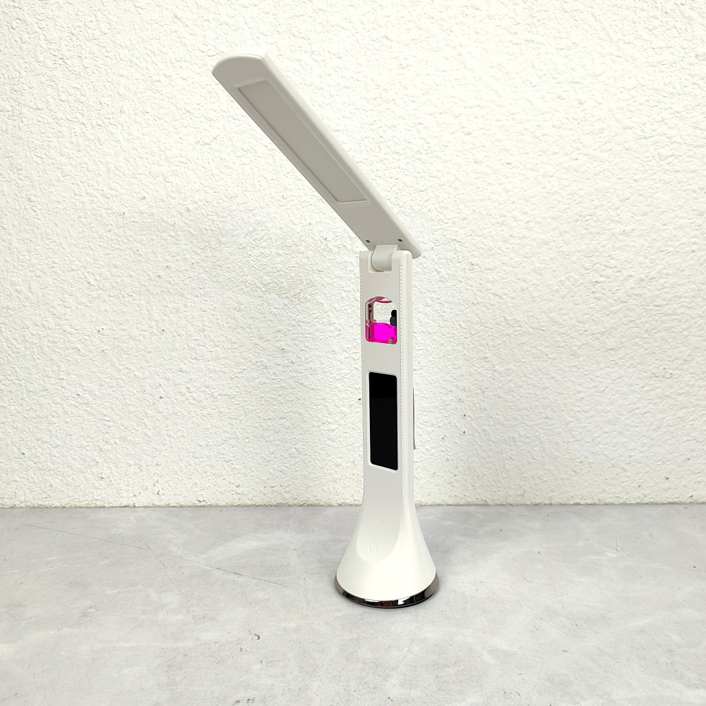 Лампа светодиодная настольная 19*27*8,2 см 5Вт 200LM USB аккум дисплей календ белый Baizheng