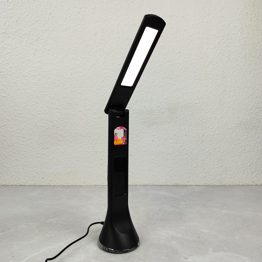 Лампа светодиодная настольная 19*27*8,2 см 5Вт 200LM USB аккум дисп календ черный Baizheng
