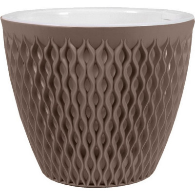 Кашпо пластиковое 1,6 л мокачино вставка микс Версаль Bmc Кашпо пластиковое 1,6 л мокачино вставка микс Версаль Bmc