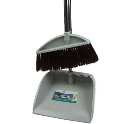 Набор пластиковый для уборки веник + совок 96*39*64 см пластик ручка серый Baizheng