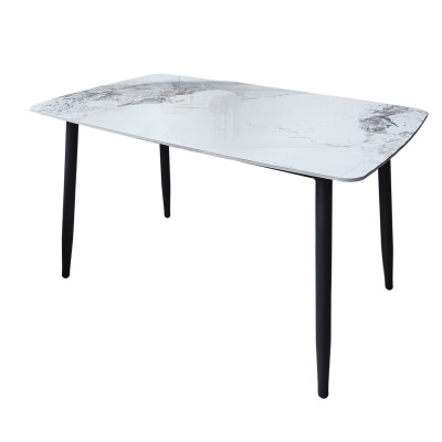 Стол керамогранит кухонный 130*80 см мрамор ножки металл черный 8A 2 кор Baizheng Стол керамогранит кухонный 130*80 см мрамор ножки металл черный 8A 2 кор Baizheng