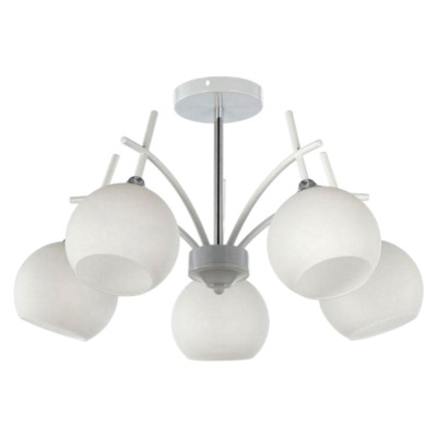 Люстра 5 плафонов 55*31 см Е27 60Вт 20 м2 плафон стекло серый белый Baizheng