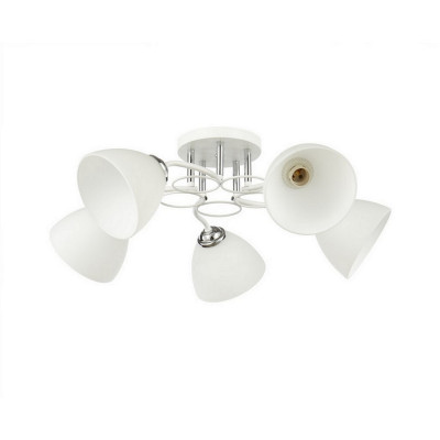 Люстра 5 плафонов 63*21 см Е27 60Вт 20 м2 плафон стекло белый хром Baizheng Люстра 5 плафонов 63*21 см Е27 60Вт 20 м2 плафон стекло белый хром Baizheng