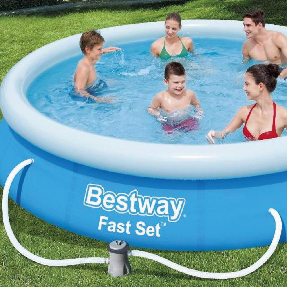 Бассейн с надувным бортом 366*76 см 5377 л фильтр насос Bestway
