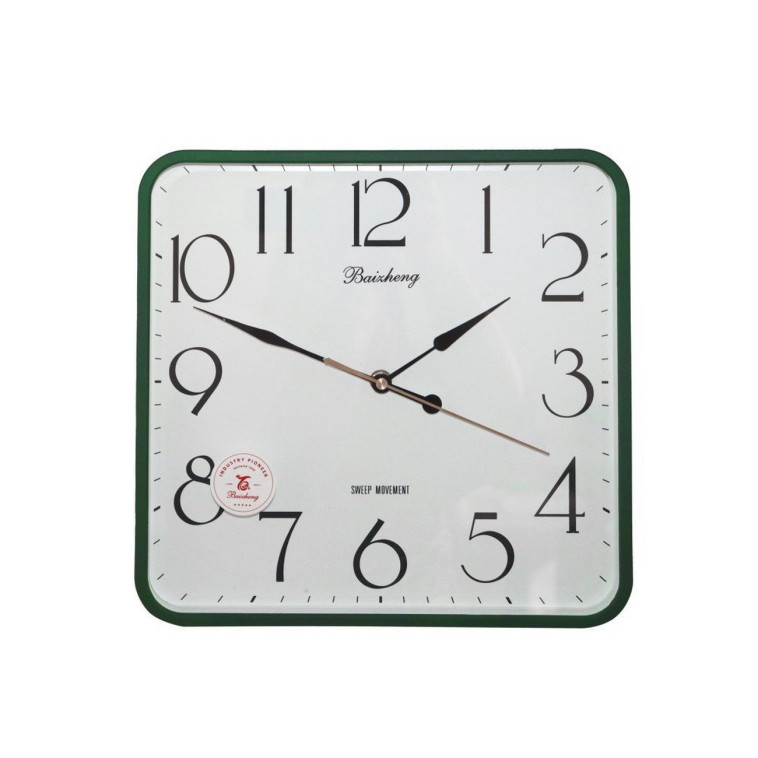 Часы пластиковые настенные  30 см квадрат в ассортименте Большие цифры Baizheng