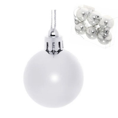 Набор пластиковых шаров d-4 см 6 шт серебро Глянец Серпантин