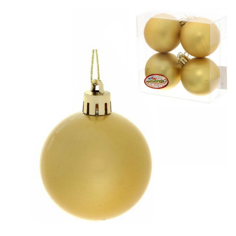Набор пластиковых шаров d- 5 см 4 шт золотой Матовый Серпантин