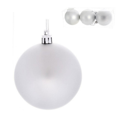 Набор пластиковых шаров d-8 см 3 шт серебро Матовый Серпантин