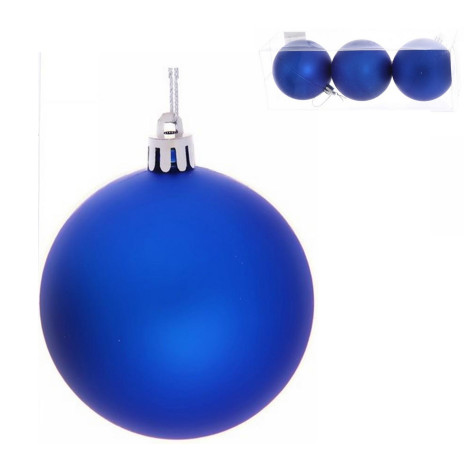 Набор пластиковых шаров d-8 см 3 шт синий Матовый Серпантин