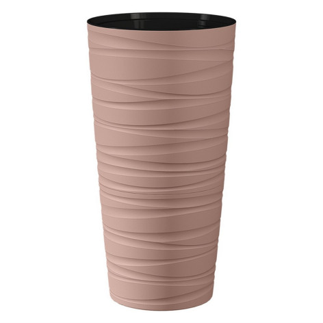 Кашпо пластиковое  15 л мокко черная вставка Модерн Максимум Bmc