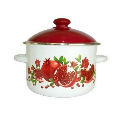 Кастрюля эмалированная 4 л пласт кнопка ободок белый Гранатовый сок Стальэмаль