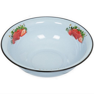 Таз эмалированный 12 л серо-голубой Клубника садовая Стальэмаль