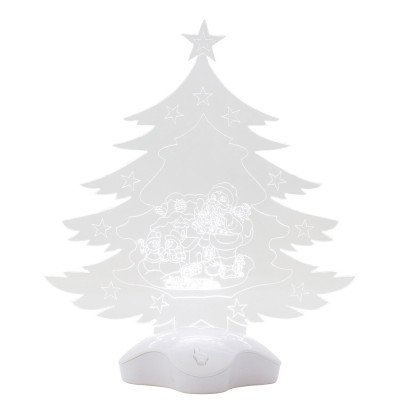 Светильник светодиодный 22,9х21х0,4 см 7 led Елочка акрил 3*ААА Волшебная страна