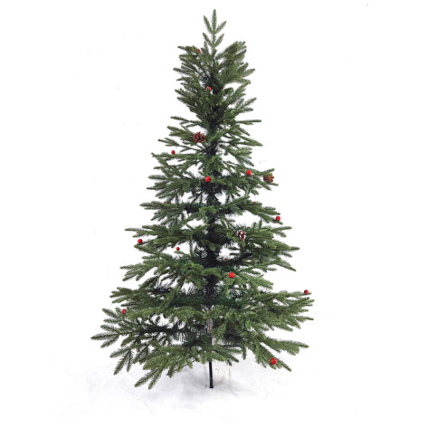 Ель искусственная 210 см литая +ПВХ ягоды шишки металл подставка 015 Fex