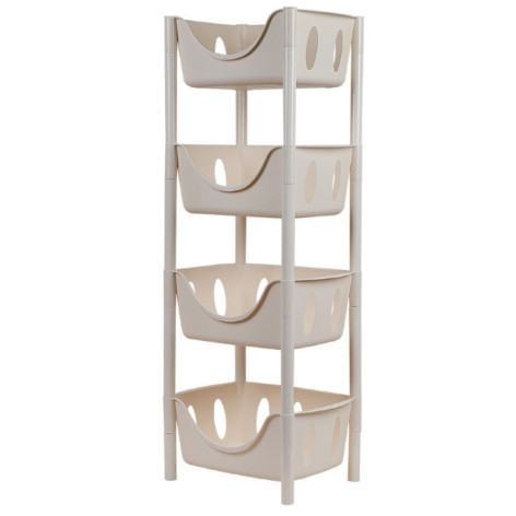 Этажерка пластиковая 4-х ярусная 43х29х129 см бежевый Baizheng