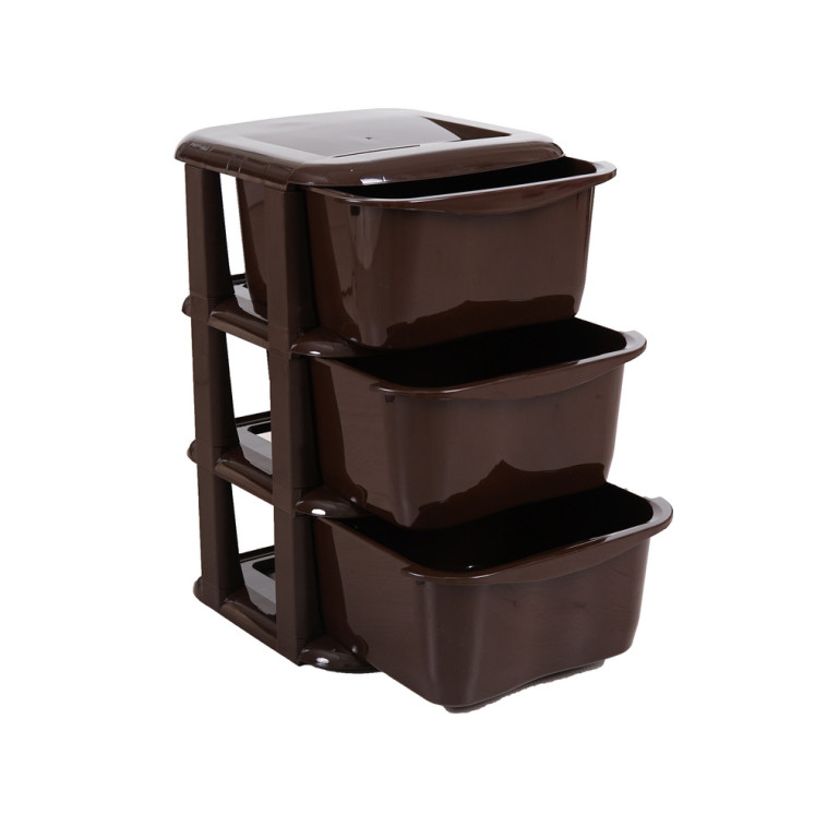 Фото Комод пластиковый 3-х секционный 360х360х570 мм шоколадный Домовой Ангарск