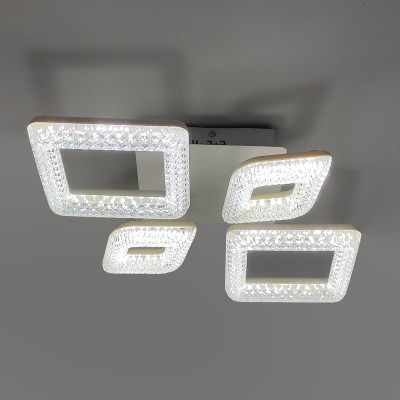 Люстра светодиодная 4 плафона 56*49*10 см 64Вт 2400LM 15м2 3 цвета прилож пульт белый Baizheng