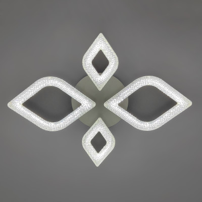 Люстра светодиодная 4 плафона 61*10 см 80Вт 5600LM 16м2 3 цвета прилож пульт белый Baizheng