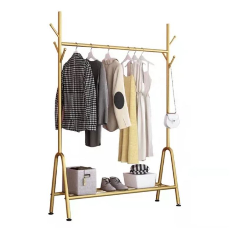 Вешалка металлическая гардеробная 160х68х30 см полка микс Baizheng