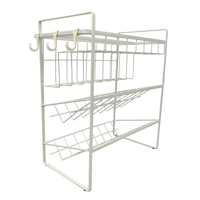 Полка металлическая 3 секции 37*18,5*37,5 см для хранения белый CY-0120 Baizheng