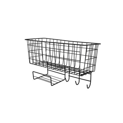 Полка металлическая для кухни 38*15*22 см на присосках 3 крючка черный CY-0167 Baizheng Полка металлическая для кухни 38*15*22 см на присосках 3 крючка черный CY-0167 Baizheng