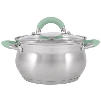 Кастрюля нержавеющая сталь 3,6 л 20 см стекл крышка силикон ручка индукция Mentolo Mallony Кастрюля нержавеющая сталь 3,6 л 20 см стекл крышка силикон ручка индукция Mentolo Mallony