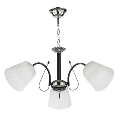 Люстра 3 плафона 53*50 см Е27 60Вт 12 м2 плафон стекло черный хром Baizheng