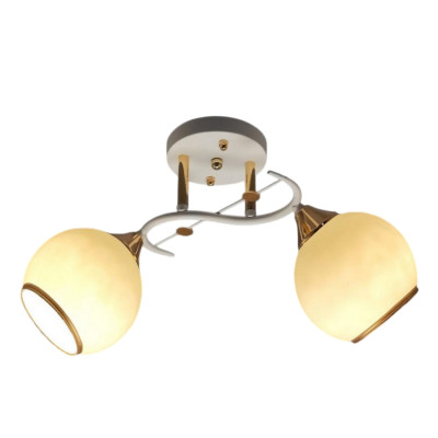 Люстра 2 плафона 48*20*24 см Е27 60Вт 9м2 плафон стекло бело-золотой Baizheng