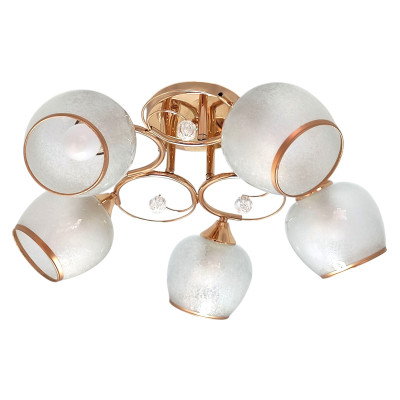 Люстра 5 плафонов 53*23,5 см Е27 60Вт 20м2 плафон стекло золото Baizheng