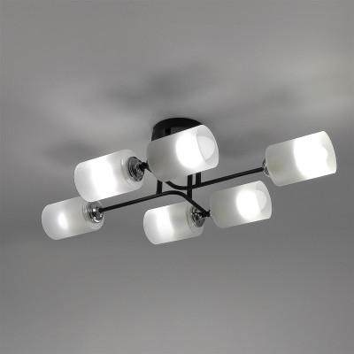 Люстра 6 плафонов 69*36*21 см E27 60Вт 24м2 плафон стекло черный хром Baizheng