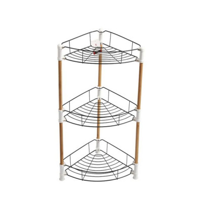 Этажерка металлическая 3-х ярусная угловая 48х26х54.5 см черный Бамбук Baizheng