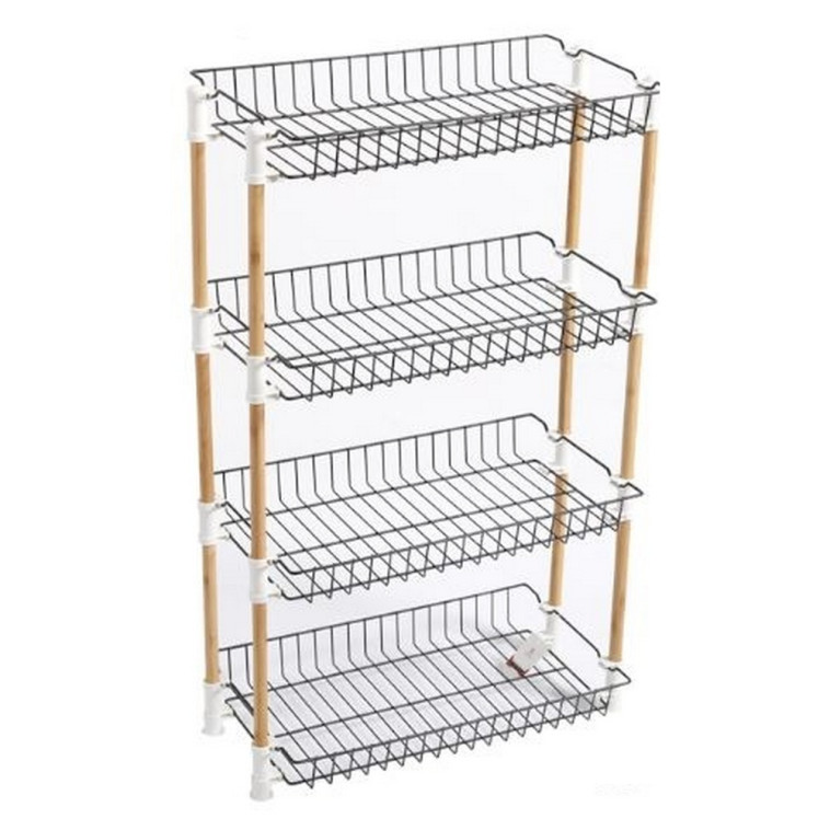 Этажерка металлическая 4-х ярусная 48х26х77 см прямоугольная черный Бамбук Baizheng