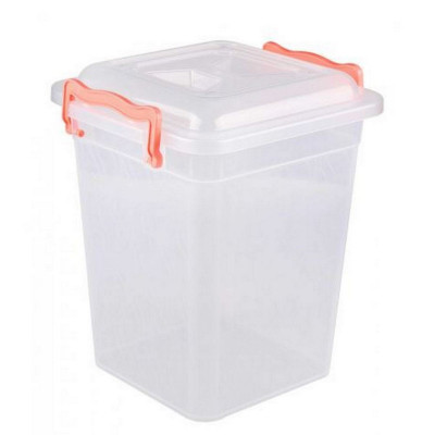Контейнер пластиковый  6 л 22,4х20,2х26 см квадрат с ручками прозрачный Альтернатива