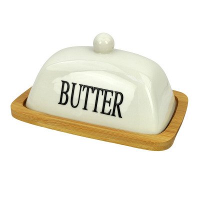 Масленка фарфоровая бамбук 18,3*12,2*8см п/у Коралл