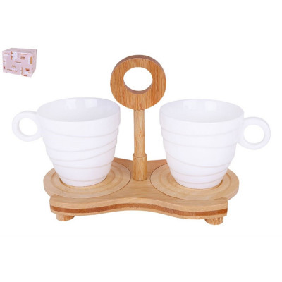 Набор чашек фарфоровый 3 предмета 250 мл белый Коралл