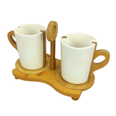 Набор чашек фарфоровый 3 предмета 350 мл белый Коралл