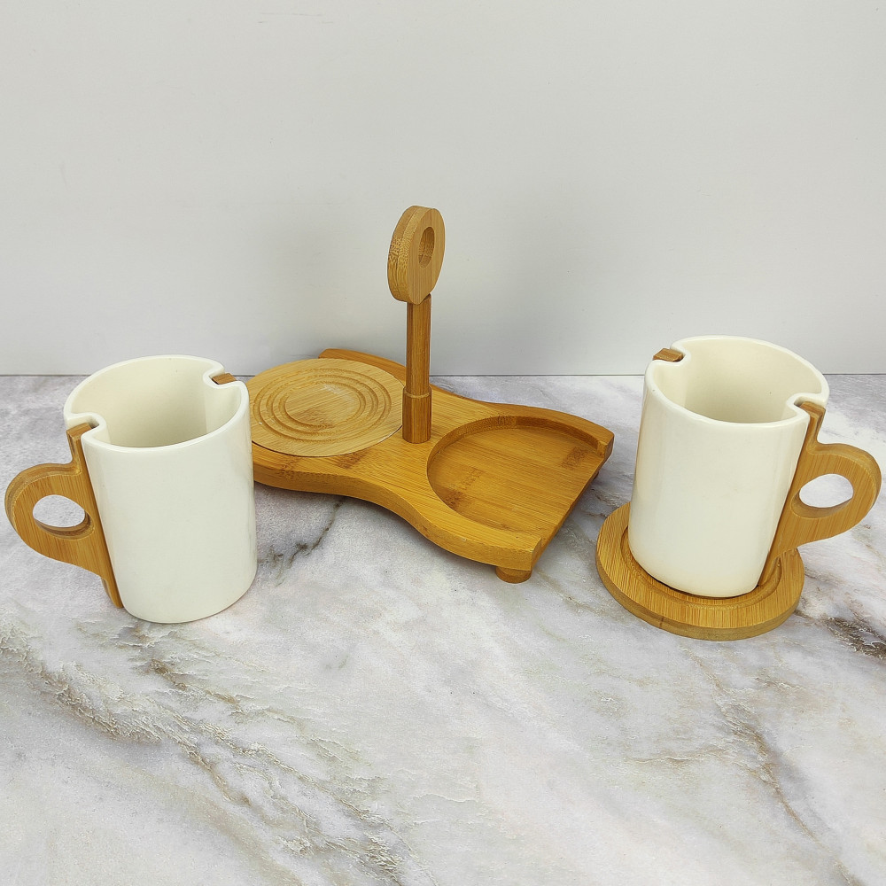 Набор чашек фарфоровый 3 предмета 350 мл белый Коралл
