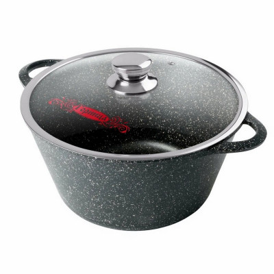 Кастрюля алюминиевая  5 л стекл крышка под упак Универсальная Гранит Горница