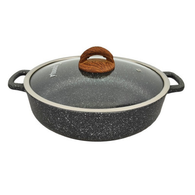 Жаровня алюминиевая  3,5 л 28х7 см стекл крышка под упак Традиционная Шоколад Горница