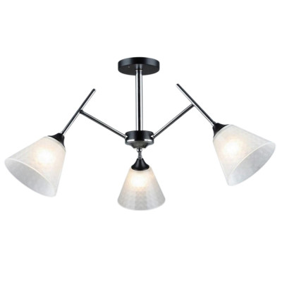 Люстра 3 плафона 75*37 см Е27 60Вт 12м2 плафон стекло черный серебро Baizheng Люстра 3 плафона 75*37 см Е27 60Вт 12м2 плафон стекло черный серебро Baizheng