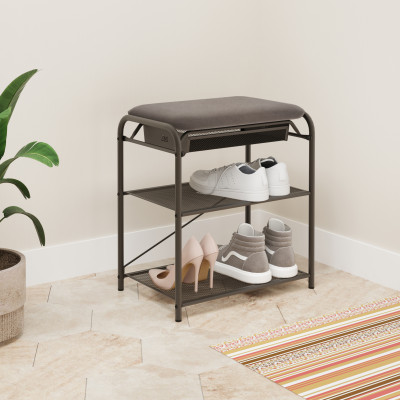 Подставка металлическая для обуви 3-х ярусная 45х30х50 см сиденье ящик черный Гранада 13В ЗМИ Подставка металлическая для обуви 3-х ярусная 45х30х50 см сиденье ящик черный Гранада 13В ЗМИ