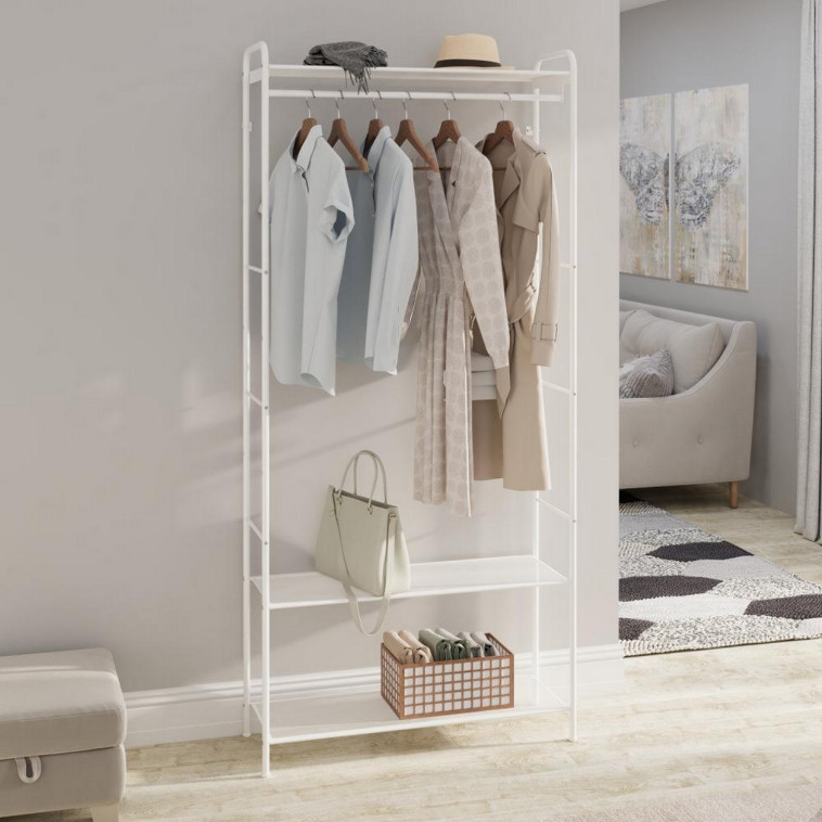 Картинка Вешалка металлическая гардеробная 69,5х30х162 см белый Валенсия 22М ЗМИ