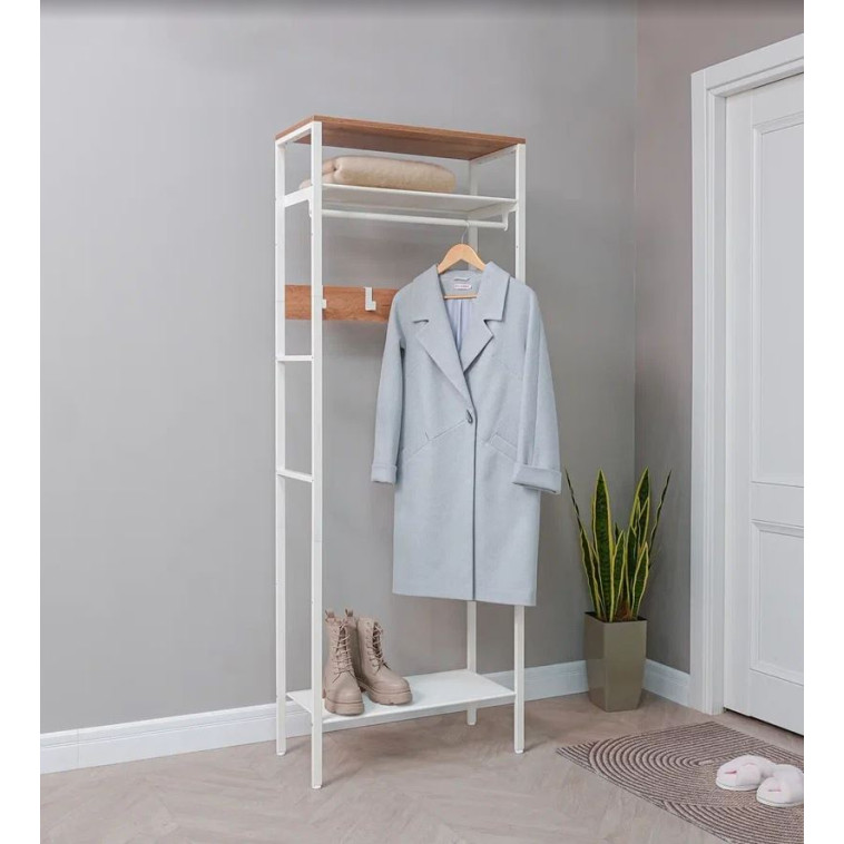 Вешалка металлическая гардеробная 69х38,5х148 см белый полка Скандинавия 21 ЗМИ