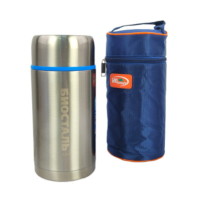 Термос нержавеющая сталь  1,2 л широкое горло термочехол Авто Биосталь