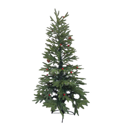 Ель искусственная 240 см литая ягоды шишки металл подставка 015 Fex