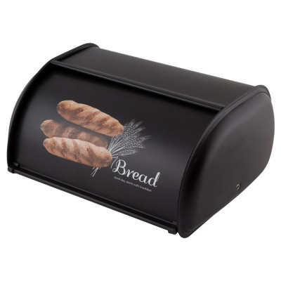 Хлебница нержавеющая сталь 5,9 л 35,5х23х14,5 см черный с рисунком Хлеб Mallony