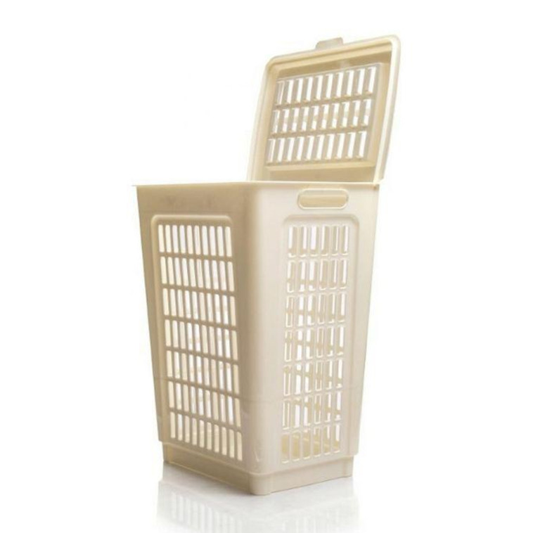 Фото Корзина пластиковая для белья 50 л 450х360х565 мм с крышкой Полимербыт