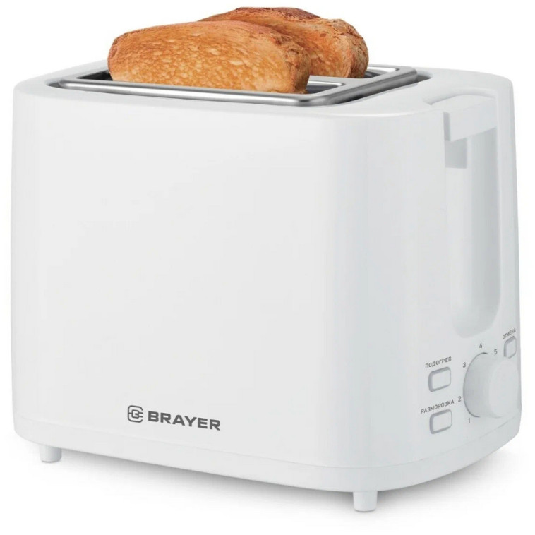 Cнимок Тостер 930 Вт разморозка поддон белый Brayer