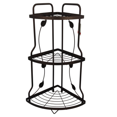 Полка металлическая для ванной 3-х ярусная угловая 24*24*54,5 см микс Листочки Baizheng Полка металлическая для ванной 3-х ярусная угловая 24*24*54,5 см микс Листочки Baizheng