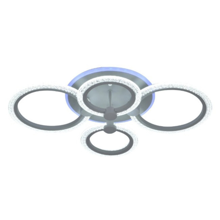 Фото Люстра светодиодная 4 плафона 63*13см 72Вт 2700LM 15м2 3 цвета прилож пульт черный Baizheng